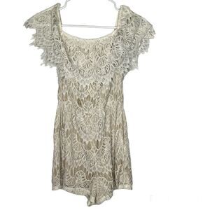 New! Rue21 Ivory White Lace Off Shoulder Romper Shorts Women SZ Small